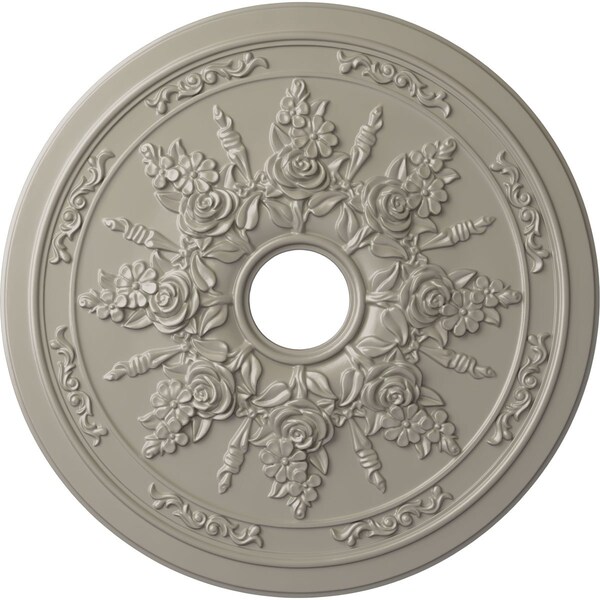 Ekena Millwork Rose and Ribbon Ceiling Medallion (Fits Canopies up to 4"), 23 5/8"OD x 4"ID x 1 1/2"P, Pearl White CM23ROPWS - main